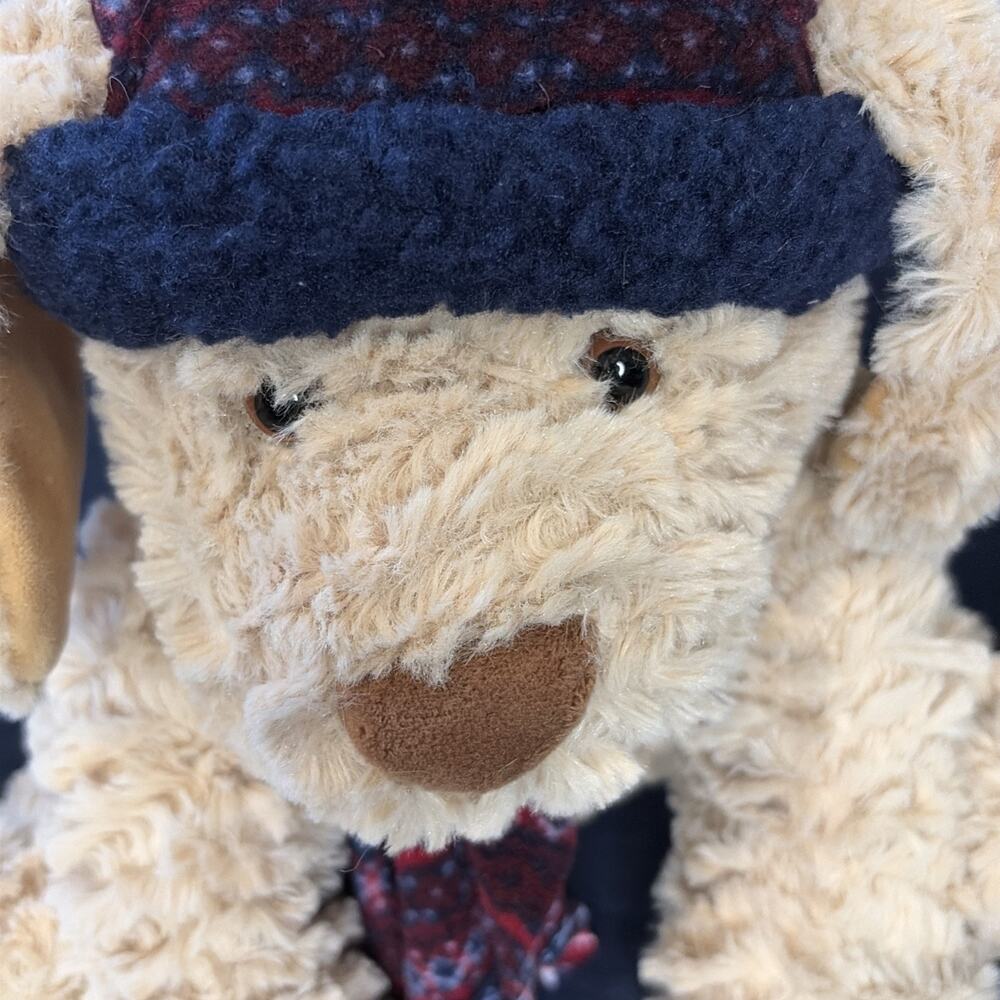 Gentle Treasures Tan Dog With Scarf And Hat 11”(B)